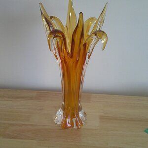 Amber Murano Handkerchief Vase